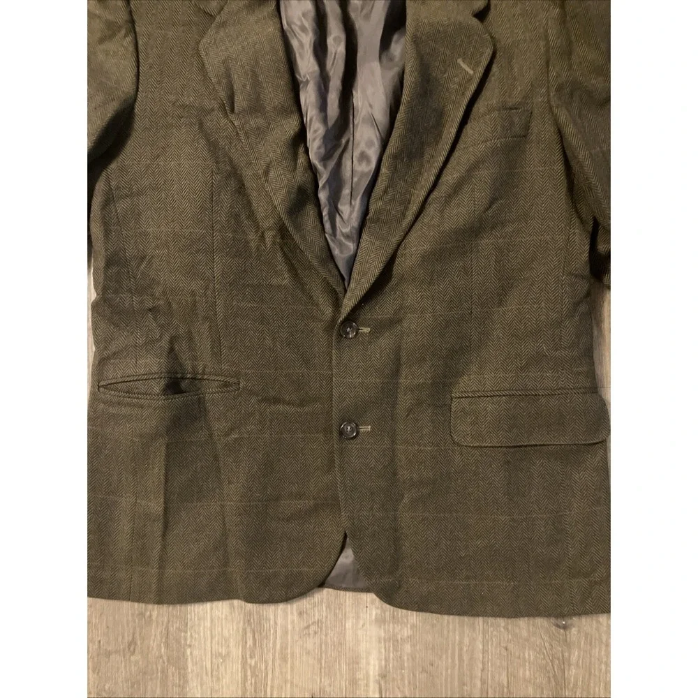 Vintage Banana Republic 44R Brown Herringbone Wool Blazer USA